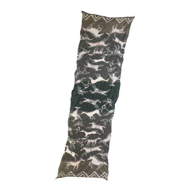 [OS] 캐피탈 울 인디언 페인팅 스카프 카키 새상품