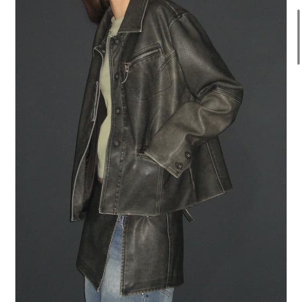 파르티멘토 워시 레더자켓