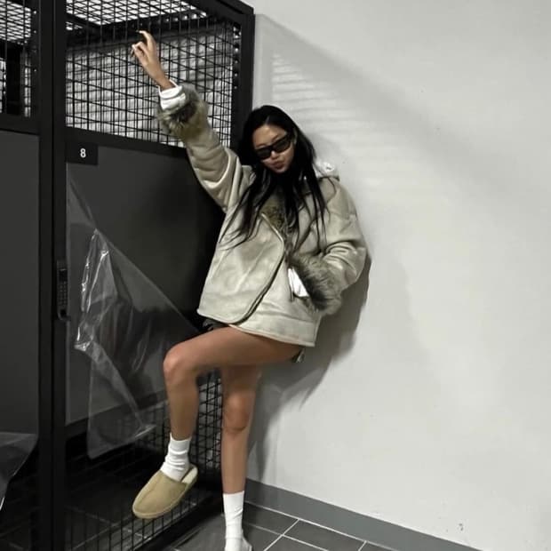 604service 아이보리 퍼 무스탕