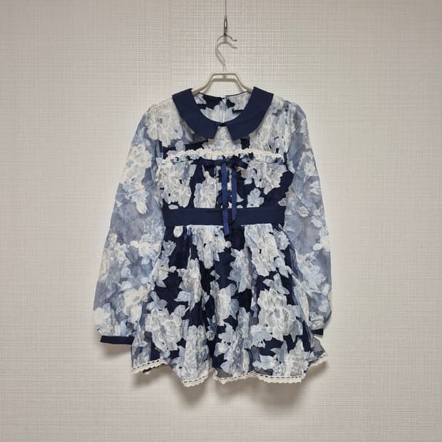 리즈리사 히메갸루 블루플로럴 레이스업 튜닉