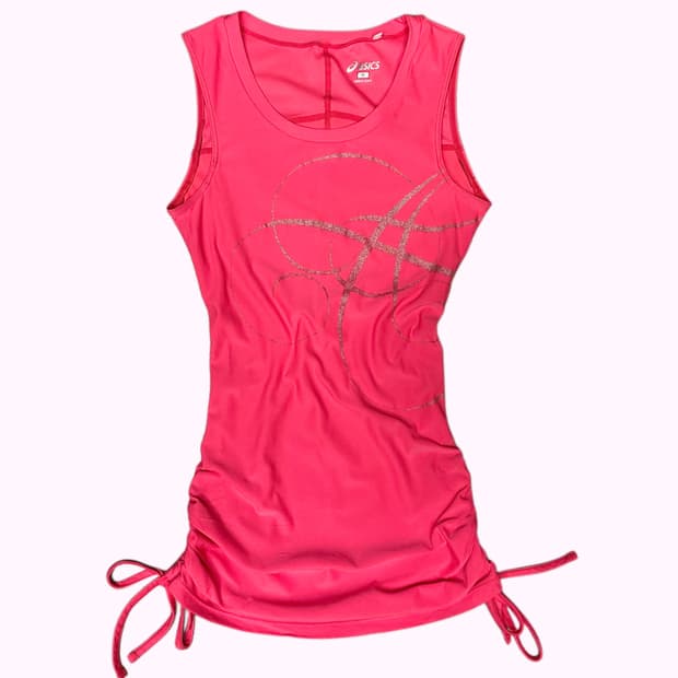 pink shirring sporty sleeveless