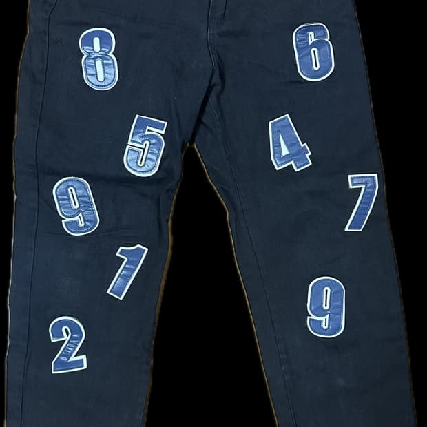 넘버링 레더패치 팬츠