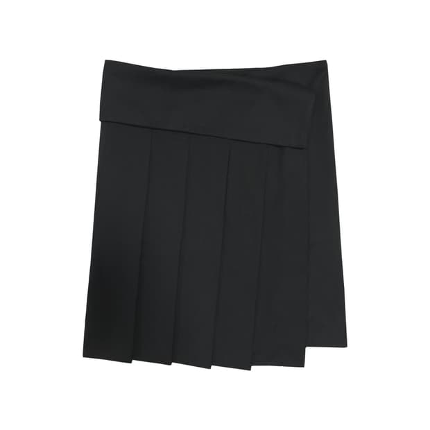 체메씨 FOLDED PLEATS WRAP SKIRT (CHARCOAL)