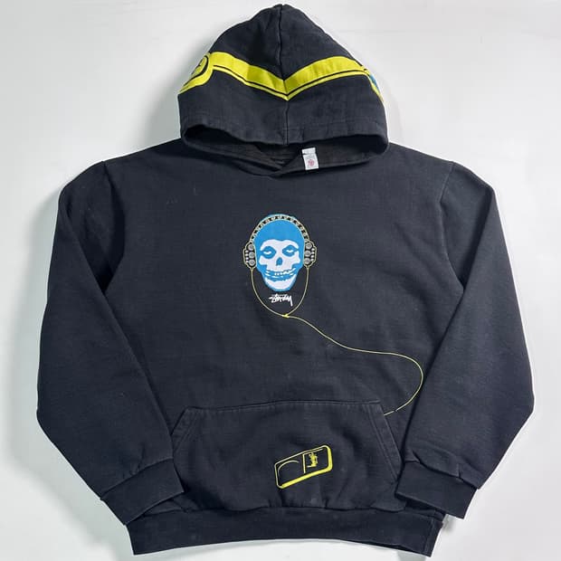 90s 스투시 스컬 헤드폰 후드티