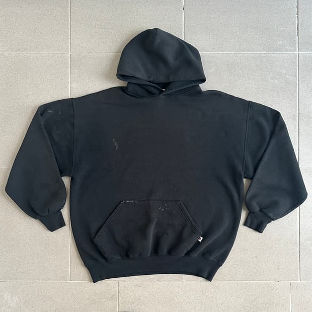 90s 빈티지 러셀 후드 블랙 XL