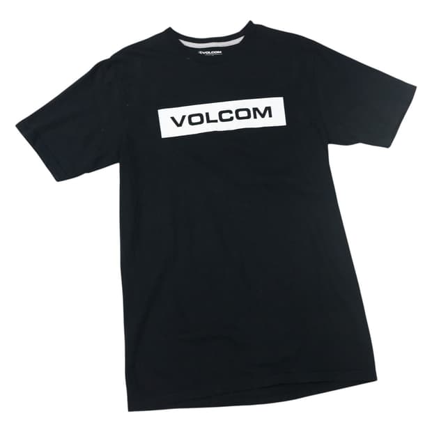 Volcom 볼컴 빈티지 화이트 박스 로고 블랙 티셔츠 (S)
