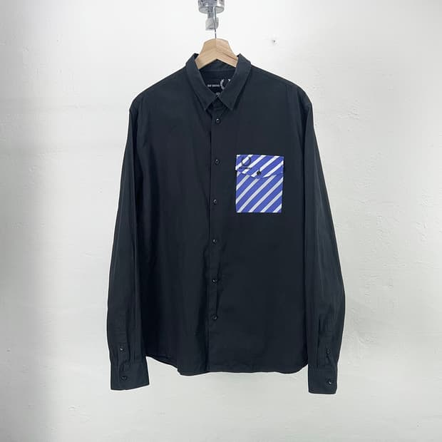 라프시몬스 X 프레드페리 14AW 스트립 버튼 다운 셔츠