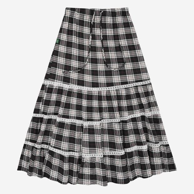 노컨텐츠 248 체크 캉캉 롱스커트 체크