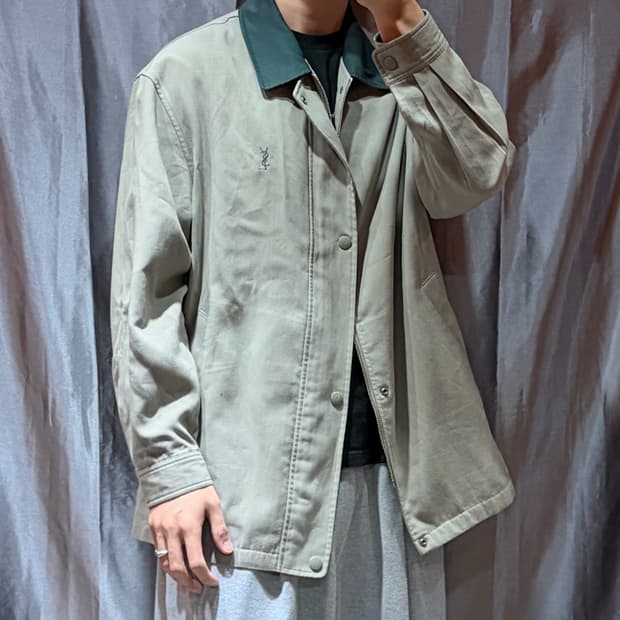 XL YSL 입생로랑 심볼로고 카키베이지 버튼 자켓