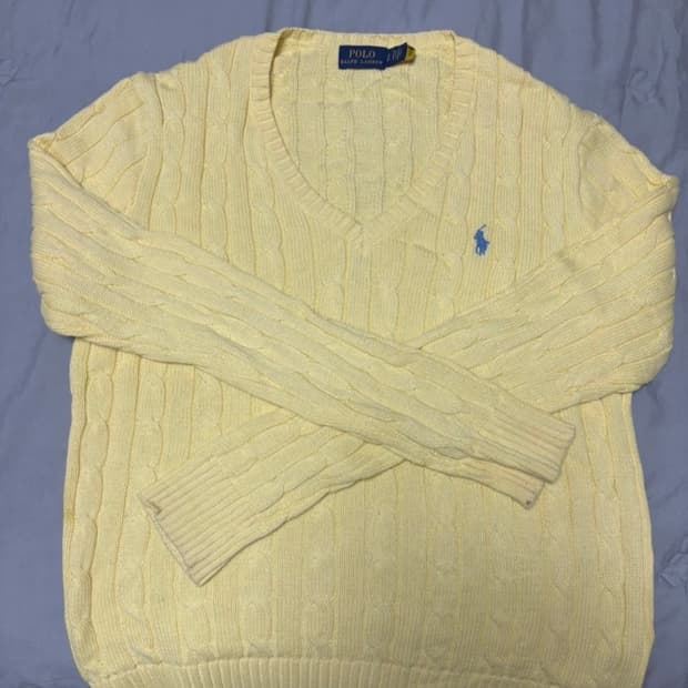 폴로 랄브이넥 캐이블 니트 S