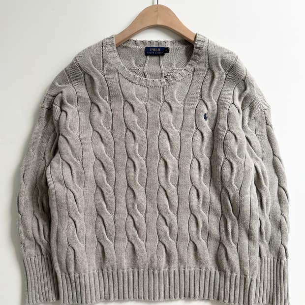 Polo 폴로 랄프로렌 신형 우먼라인 그레이컬러 케이블 코튼 니트