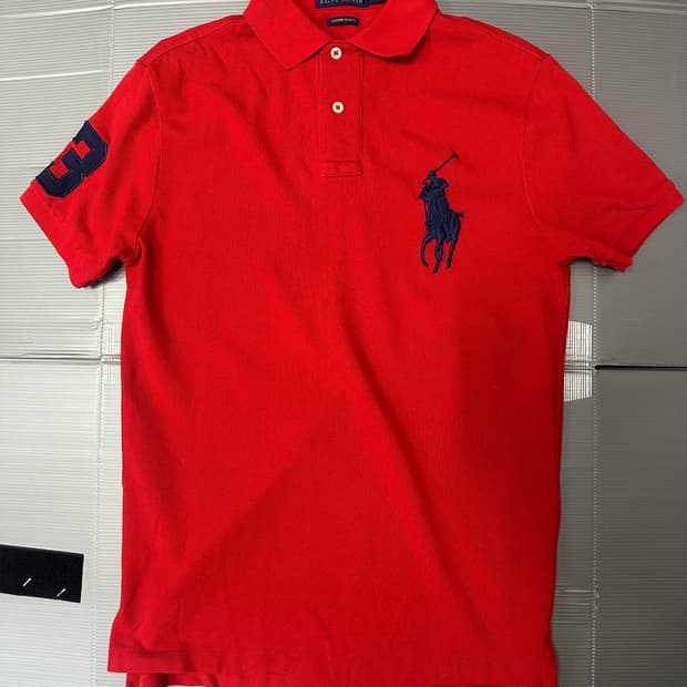 폴로 랄프로렌 빅포니 슬림 핏 반팔 카라티 레드 S