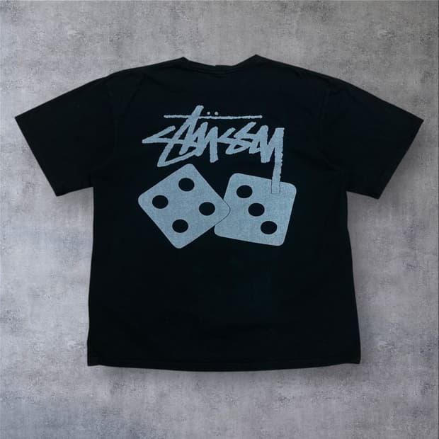 스투시 다이스 빅로고 블랙 반팔티