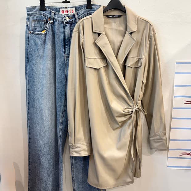 zara 페이크레더 랩 원피스