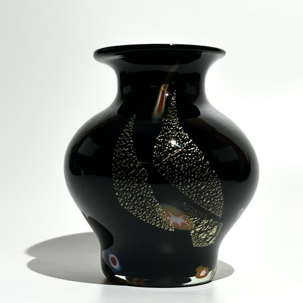 일본 빈티지 카메이 아트글라스 금박 화병