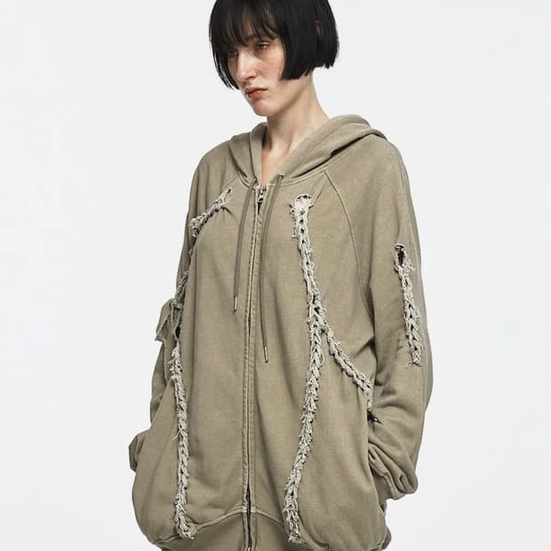 NACHE 나체 BRAID HOODIE ZIP-UP