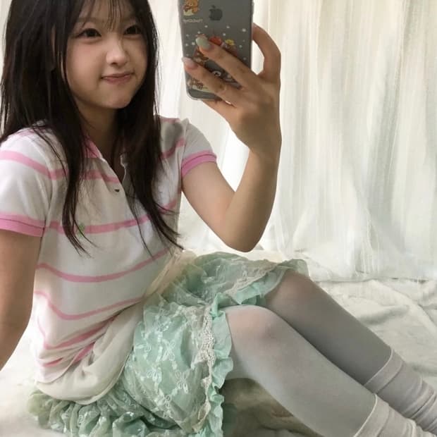 폴로 빈티지 핑크 스트라이프 티 스윙잉서울밀키코일 입질연 캔디 하라주쿠
