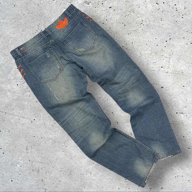 [34] 디젤 x 아디다스 오렌지 스티치 데님 팬츠 청바지 D452
