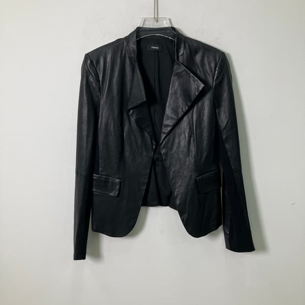 띠어리 페플럼 레더 자켓 M