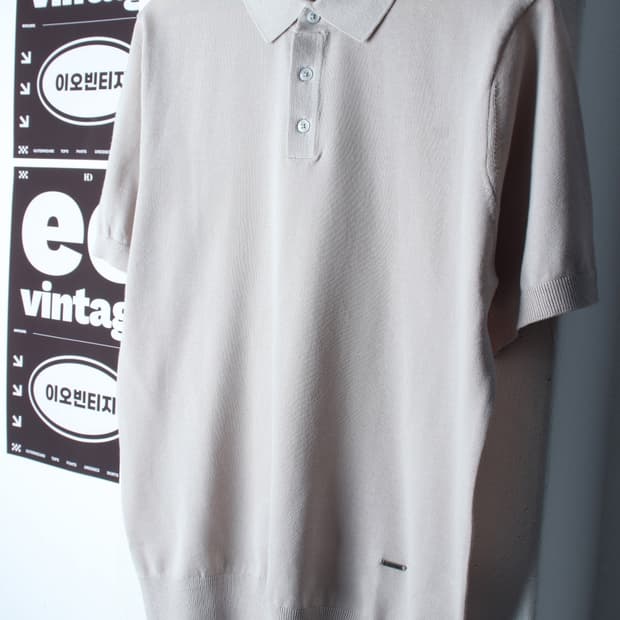 (L-XL) 다니엘 크레뮤 반팔 카라 티셔츠 니트 그레이-H32486