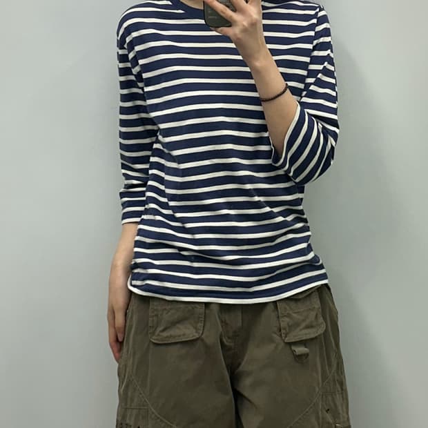 세인트제임스 스트라이프 단가라 7부 롱슬리브