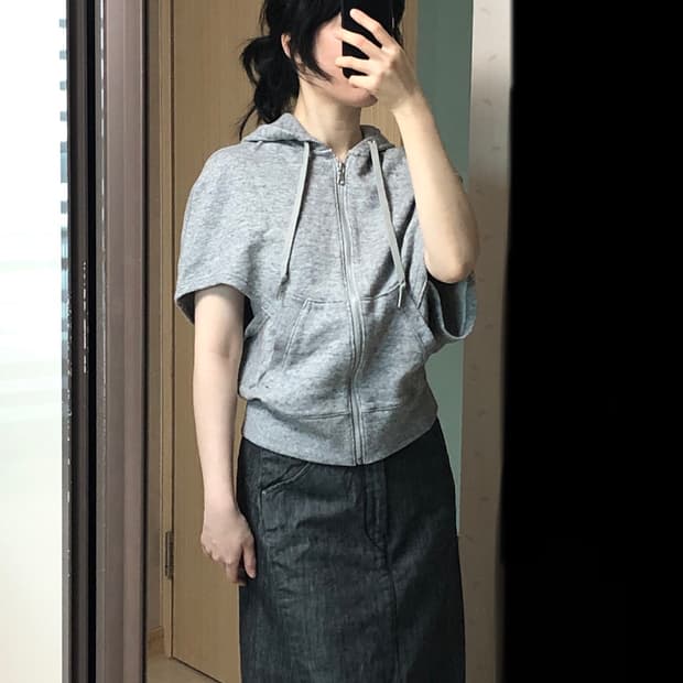 M 유니클로 릭오웬스 어반스웨트 판초 반팔 후드 집업