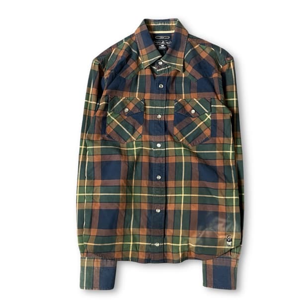 티니위니 브라운 그린 블루 체크 긴팔 셔츠 슬림핏 L