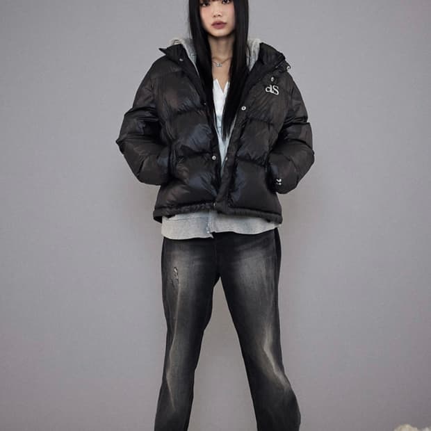 애즈온 signature denim pants black