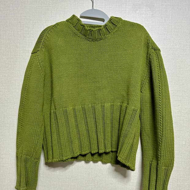 더오픈프로덕트 컷아웃 니트 올리브