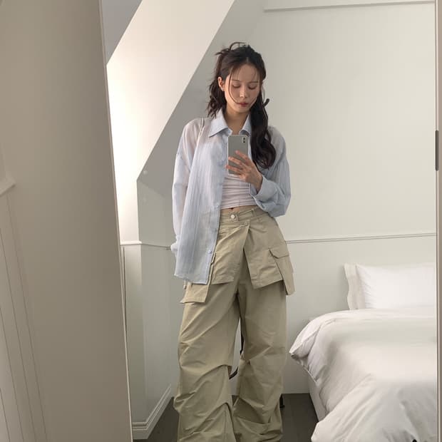 (새상품) 릿킴 파라슈트 스커트 팬츠 베이지 M