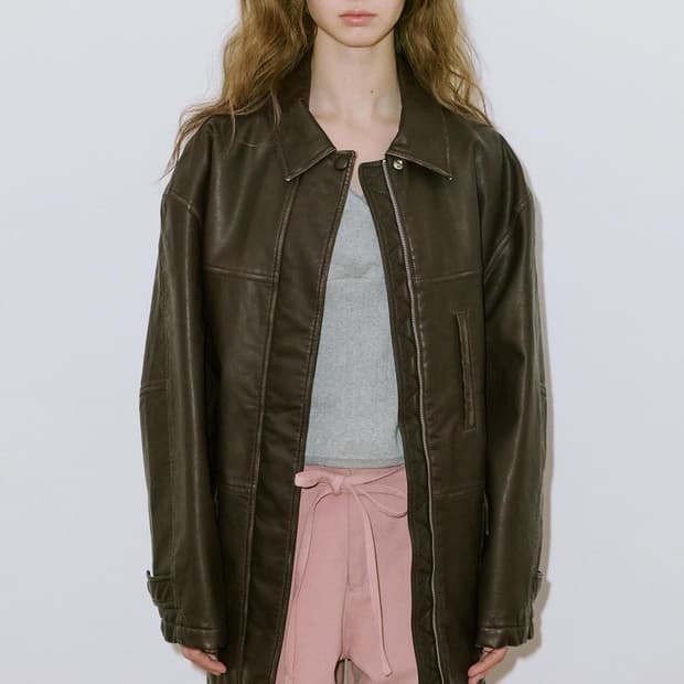 Washing Leather Half Jacket - Brown