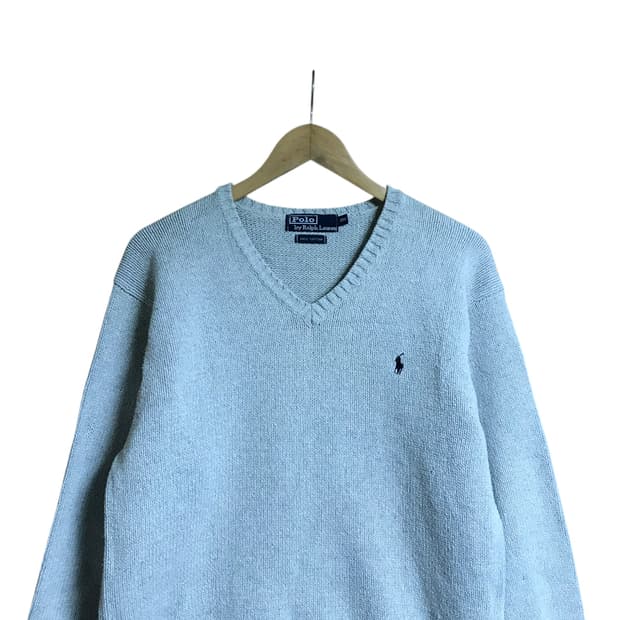 폴로 랄프로렌 회색 브이넥 니트