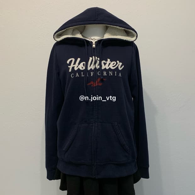 홀리스터 네이비 양털 울프죠 후드집업