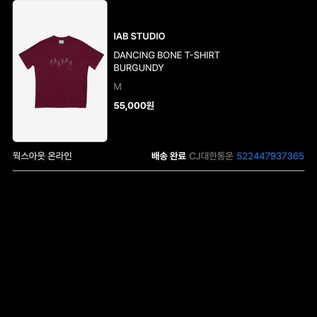 아이앱 dancing bone t-shirt 버건디색상 팔아요