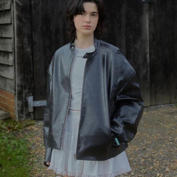 인스턴트펑크 블랙 레더 블루종 자켓