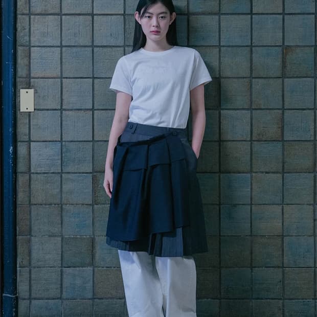 오헤시오 레이어드 플리츠 스커트 (차콜, 1size)