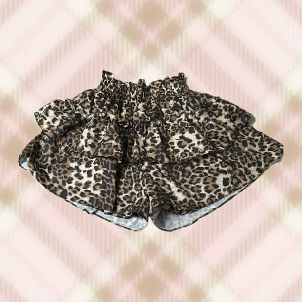 레오파드 호피 캉캉 큐롯 스커트 치마 라떼 오네 갸루 펑크 와투케 빈티지