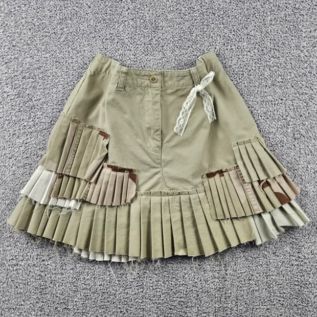 빈티지 리워크 리빌딩 커스텀 레이어 스커트 ( OS ) / 9028