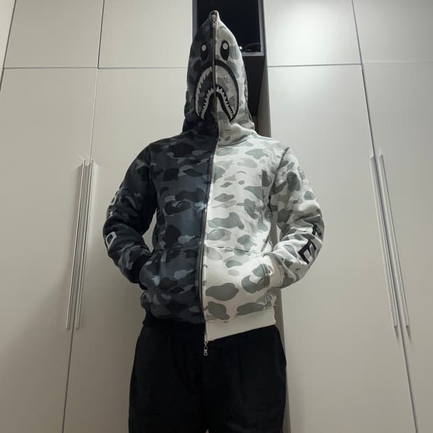 베이프 샤크 후드집업 카모 L