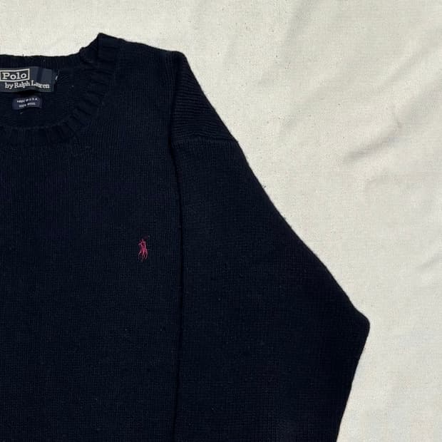 95 폴로랄프로렌 버건디 포니 울 네이비 니트