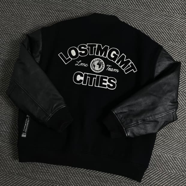 LMC 빅로고 소가죽 울 바시티 자켓 블랙y 3065