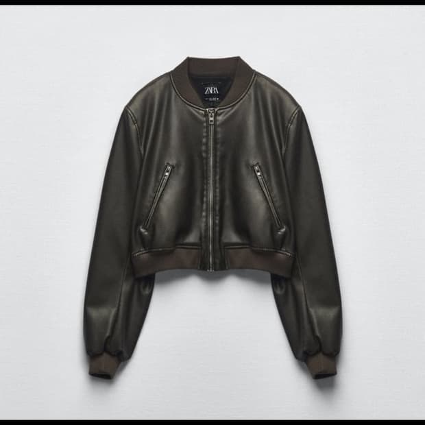 ZARA 자라 페이크 레더 봄버 재킷 자켓 S 사이즈