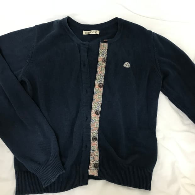 코이세이오 플라워 플래킷 가디건 네이비