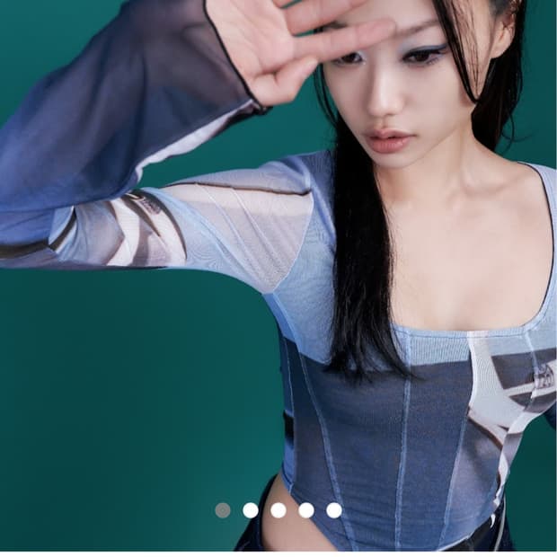 디와이도샵 Gem stone Mesh corset long sleeves