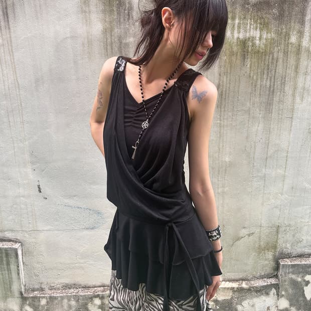 Noir Drape Layered Sleeveless
