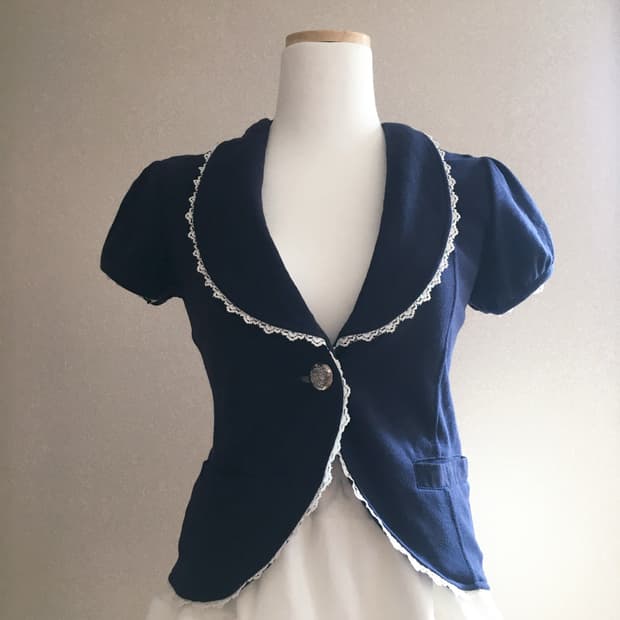 네이비 레이스 반팔자켓 로걀