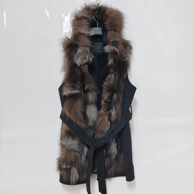 ZIO SONGZIO 송지오 여우털배색 무스탕 후드롱베스트