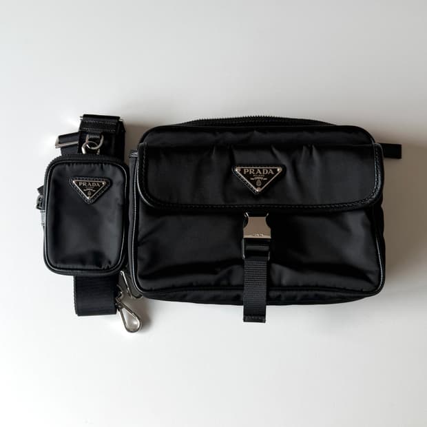 프라다 리나일론 앤 사피아노 숄더백