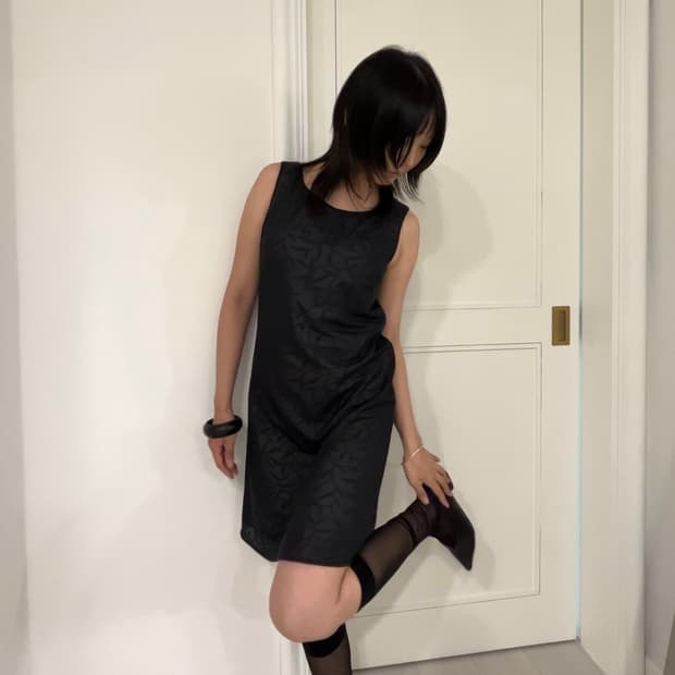 Leaf Sheer Midi Dress / 빈티지 미디 원피스
