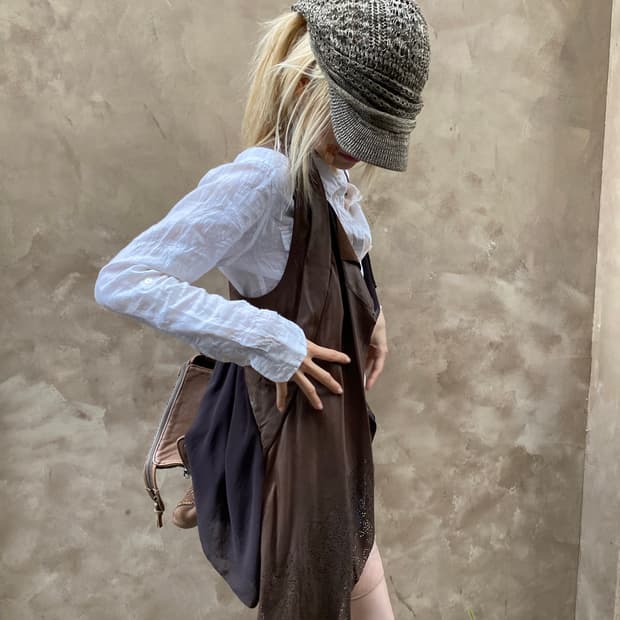 (BNX)Aesthetic Brown Goatskin Vest